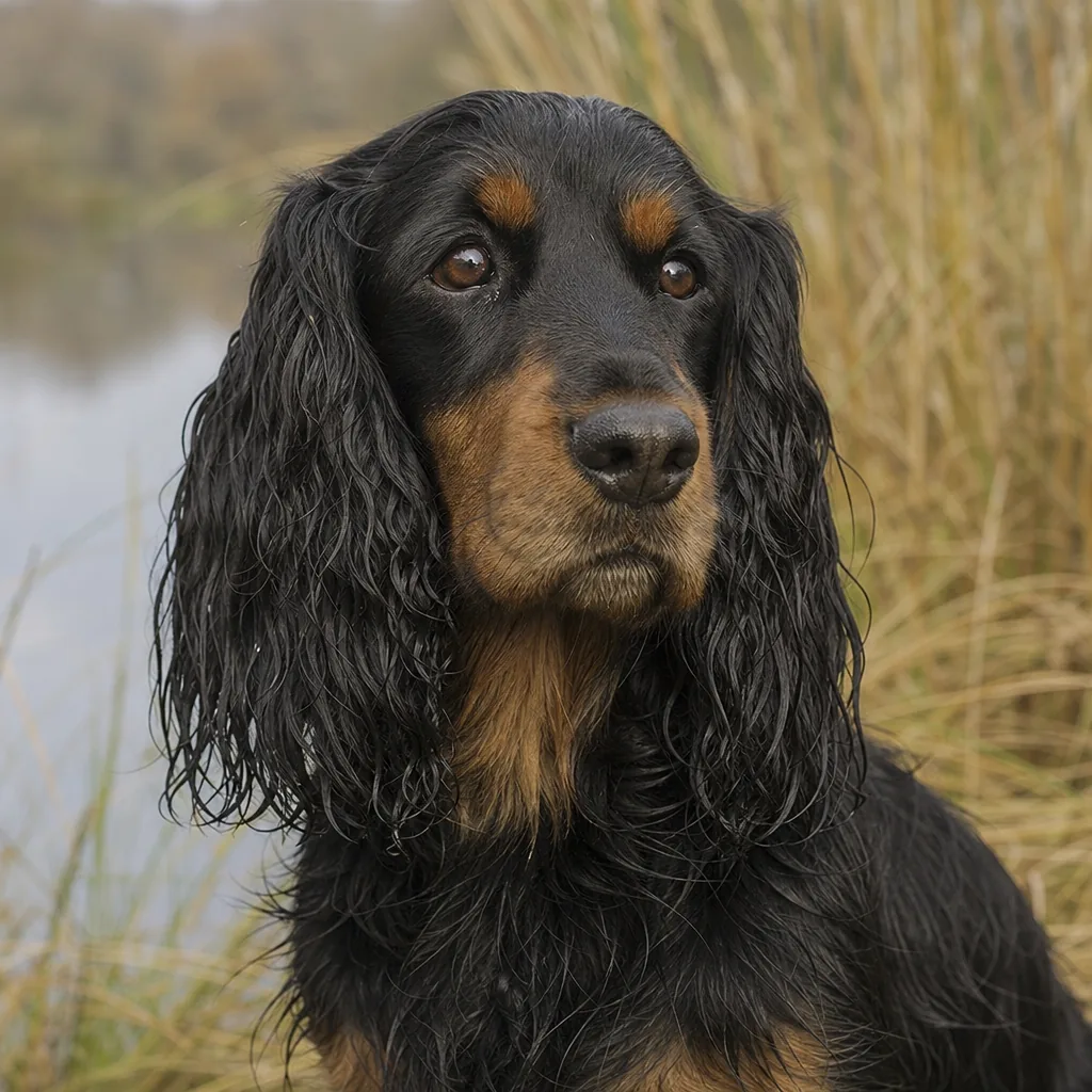 Oscar, cocker anglais noir et feu, portrait rapproché